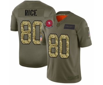 Men's San Francisco 49ers #80 Jerry Rice 2019 Olive Camo Salute to Service Limited Jersey