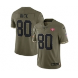 Men's San Francisco 49ers #80 Jerry Rice 2022 Olive Salute To Service Limited Stitched Jersey