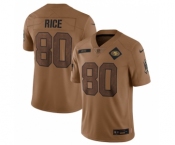 Men's San Francisco 49ers #80 Jerry Rice 2023 Brown Salute To Service Limited Football Stitched Jersey