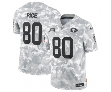 Men's San Francisco 49ers #80 Jerry Rice 2024 Arctic Camo Salute To Service Limited Stitched Football Jersey