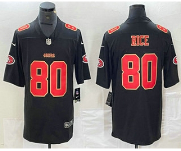 Men's San Francisco 49ers #80 Jerry Rice Black Red Fashion Vapor Limited Stitched Jersey