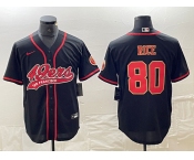 Men's San Francisco 49ers #80 Jerry Rice Black Red With Patch Cool Base Stitched Baseball Jersey