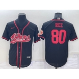 Men's San Francisco 49ers #80 Jerry Rice Black Stitched Cool Base Nike Baseball Jersey