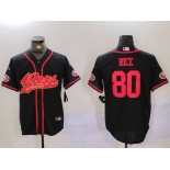 Men's San Francisco 49ers #80 Jerry Rice Black With Patch Cool Base Stitched Baseball Jersey