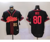 Men's San Francisco 49ers #80 Jerry Rice Black With Patch Cool Base Stitched Baseball Jerseys