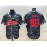 Men's San Francisco 49ers #80 Jerry Rice Grey Camo With Patch Cool Base Stitched Baseball Jersey