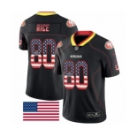 Men's San Francisco 49ers #80 Jerry Rice Limited Black Rush USA Flag Football Jersey