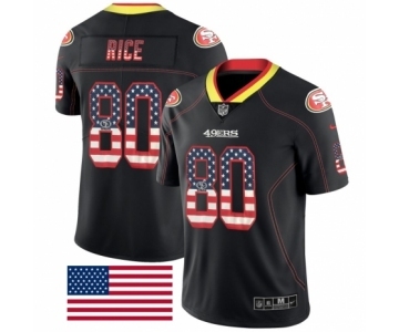 Men's San Francisco 49ers #80 Jerry Rice Limited Black Rush USA Flag Football Jersey