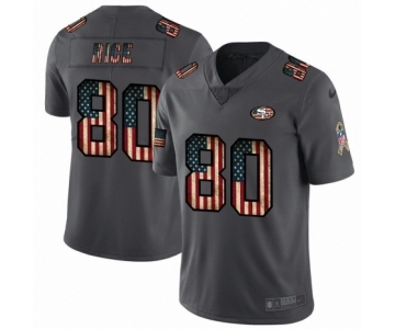 Men's San Francisco 49ers #80 Jerry Rice Limited Black USA Flag 2019 Salute To Service Football Jersey