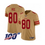 Men's San Francisco 49ers #80 Jerry Rice Limited Gold Inverted Legend 100th Season Football Jersey