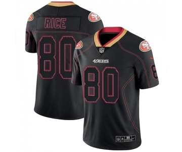 Men's San Francisco 49ers #80 Jerry Rice Limited Lights Out Black Rush Football Jersey