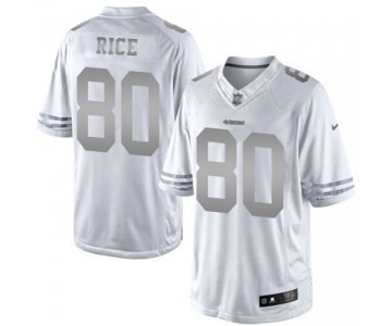 Men's San Francisco 49ers #80 Jerry Rice Limited White Platinum Football Jersey