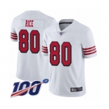 Men's San Francisco 49ers #80 Jerry Rice Limited White Rush Vapor Untouchable 100th Season Football Jersey