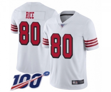 Men's San Francisco 49ers #80 Jerry Rice Limited White Rush Vapor Untouchable 100th Season Football Jersey