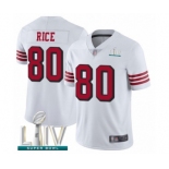 Men's San Francisco 49ers #80 Jerry Rice Limited White Rush Vapor Untouchable Super Bowl LIV Bound Football Jersey