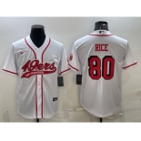 Men's San Francisco 49ers #80 Jerry Rice New White With Patch Cool Base Stitched Baseball Jersey