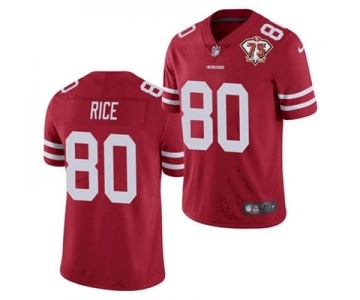 Men's San Francisco 49ers #80 Jerry Rice Red 2021 75th Anniversary Vapor Untouchable Limited Stitched Football Jersey