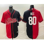 Men's San Francisco 49ers #80 Jerry Rice Red Black Two Tone Cool Base Stitched Baseball Jersey