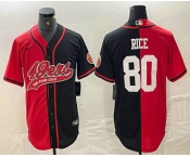 Men's San Francisco 49ers #80 Jerry Rice Red Black Two Tone Cool Base Stitched Baseball Jersey