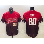 Men's San Francisco 49ers #80 Jerry Rice Red Black With Patch Cool Base Stitched Baseball Jerseys