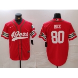 Men's San Francisco 49ers #80 Jerry Rice Red Mexico Cool Base Stitched Baseball Jersey