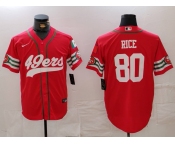 Men's San Francisco 49ers #80 Jerry Rice Red Mexico Cool Base Stitched Baseball Jersey