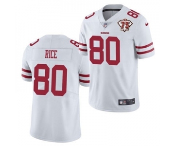 Men's San Francisco 49ers #80 Jerry Rice White 2021 75th Anniversary Vapor Untouchable Limited Stitched Football Jersey