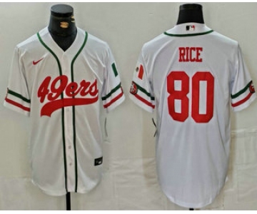 Men's San Francisco 49ers #80 Jerry Rice White Mexico Cool Base Stitched Baseball Jersey