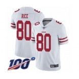 Men's San Francisco 49ers #80 Jerry Rice White Vapor Untouchable Limited Player 100th Season Football Jersey