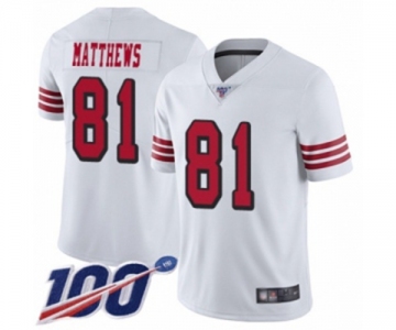 Men's San Francisco 49ers #81 Jordan Matthews Limited White Rush Vapor Untouchable 100th Season Football Jersey