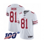 Men's San Francisco 49ers #81 Terrell Owens White Vapor Untouchable Limited Player 100th Season Football Jersey