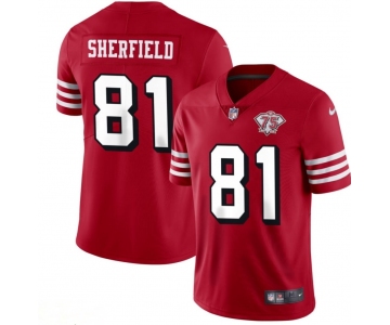 Men's San Francisco 49ers  #81 Trent sherfield Nike Scarlet 75th Anniversary Alternate Vapor Limited Jersey