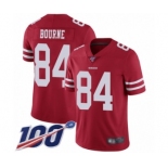 Men's San Francisco 49ers #84 Kendrick Bourne Red Team Color Vapor Untouchable Limited Player 100th Season Football Jersey