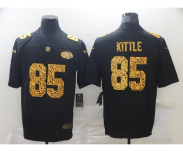 Men's San Francisco 49ers #85 George Kittle 2020 Black Leopard Print Fashion Limited Stitched Jersey