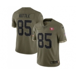 Men's San Francisco 49ers #85 George Kittle 2022 Olive Salute To Service Limited Stitched Jersey