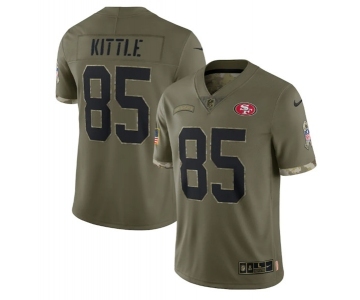 Men's San Francisco 49ers #85 George Kittle 2022 Olive Salute To Service Limited Stitched Jersey