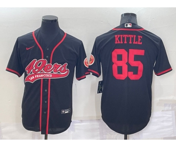 Men's San Francisco 49ers #85 George Kittle Black Stitched Cool Base Nike Baseball Jersey