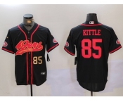 Men's San Francisco 49ers #85 George Kittle Black With Patch Cool Base Stitched Baseball Jersey