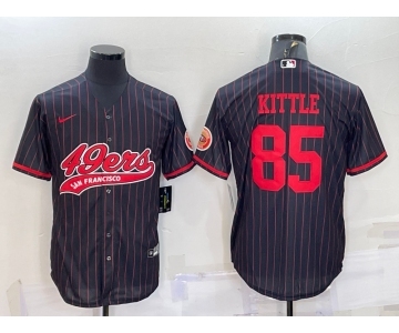 Men's San Francisco 49ers #85 George Kittle Black With Patch Cool Base Stitched Baseball Jersey