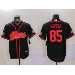 Men's San Francisco 49ers #85 George Kittle Black With Patch Cool Base Stitched Baseball Jerseys