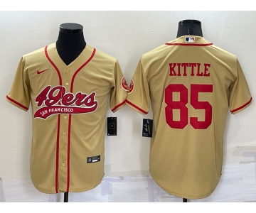 Men's San Francisco 49ers #85 George Kittle Gold Stitched Cool Base Nike Baseball Jersey