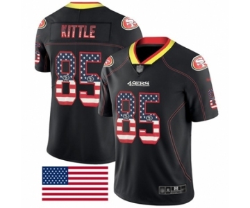 Men's San Francisco 49ers #85 George Kittle Limited Black Rush USA Flag Football Jersey