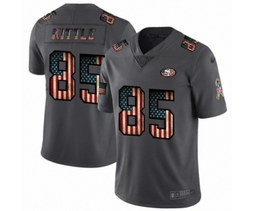 Men's San Francisco 49ers #85 George Kittle Limited Black USA Flag 2019 Salute To Service Football Jersey