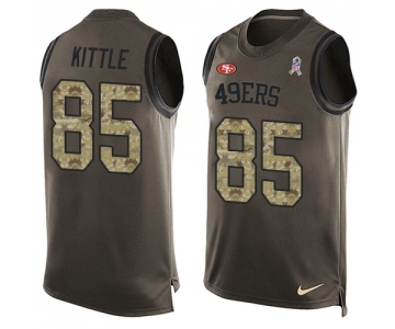 Men's San Francisco 49ers #85 George Kittle Limited Green Salute to Service Tank Top Football Jersey