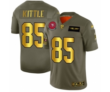 Men's San Francisco 49ers #85 George Kittle Limited Olive Gold 2019 Salute to Service Football Jersey