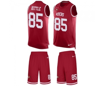 Men's San Francisco 49ers #85 George Kittle Limited Red Tank Top Suit Football Jersey