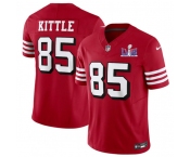 Men's San Francisco 49ers #85 George Kittle New Red 2024 F.U.S.E. Super Bowl LVIII Patch Vapor Untouchable Limited Football Stitched Jersey