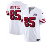 Men's San Francisco 49ers #85 George Kittle New White 2024 F.U.S.E. Super Bowl LVIII Patch Vapor Untouchable Limited Football Stitched Jersey