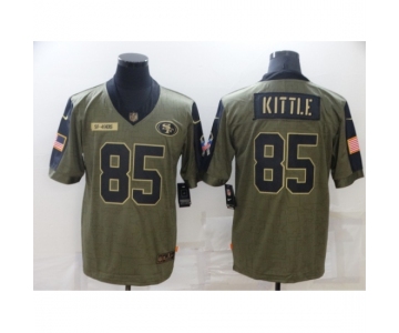 Men's San Francisco 49ers #85 George Kittle Nike Olive 2021 Salute To Service Limited Player Jersey