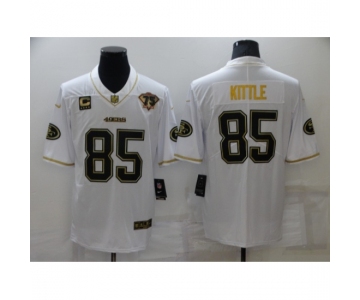 Men's San Francisco 49ers #85 George Kittle Nike White-Gold Limited Throwback Jersey